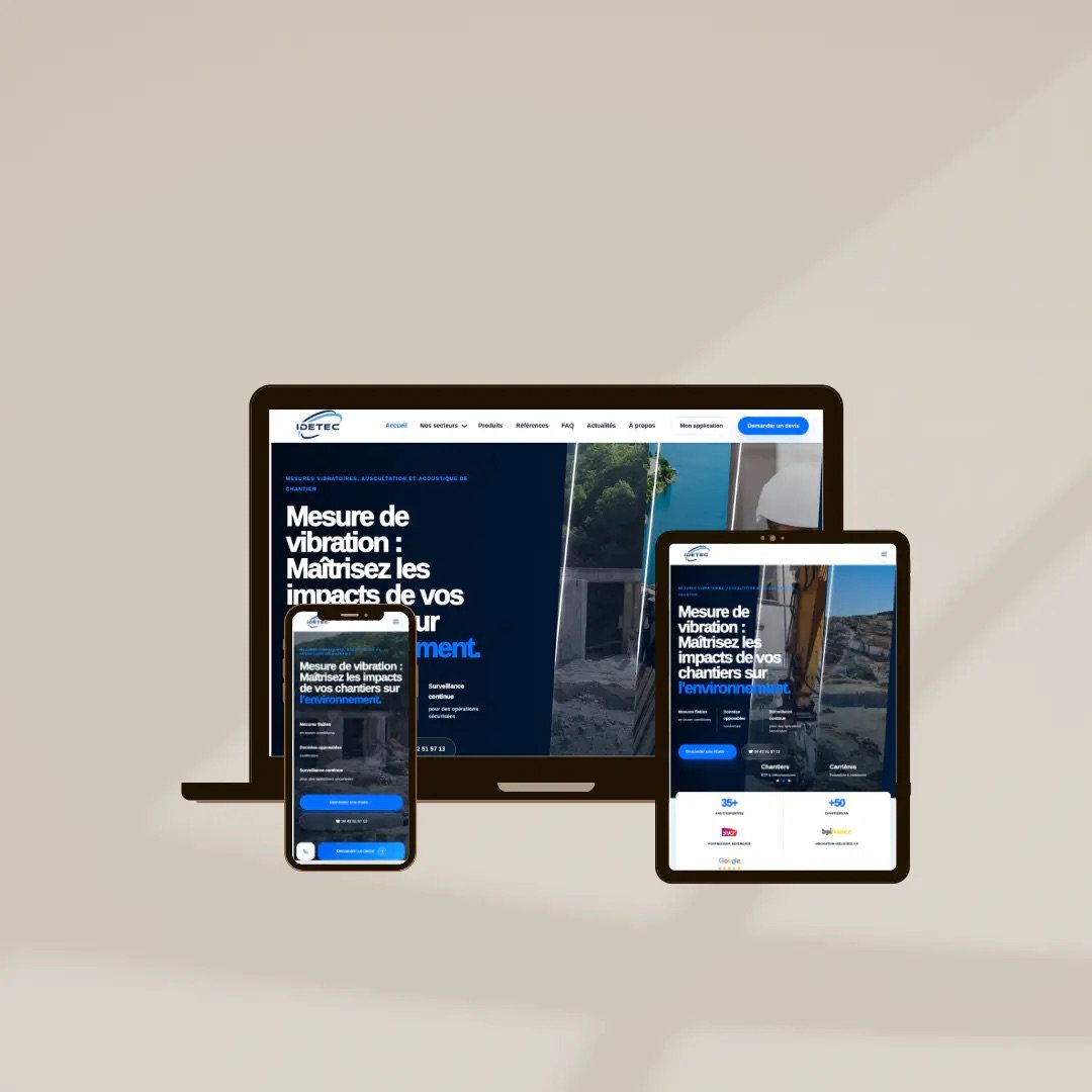 Présentation du site IDETEC, spécialiste de la mesure vibratoire.